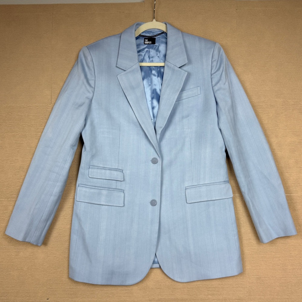 The Kooples Light Blue Textured Two Button Blazer Jacket FR 38 US 6 Women's